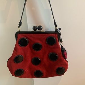 Moschino Ladybug Red Suede Bag with Charm